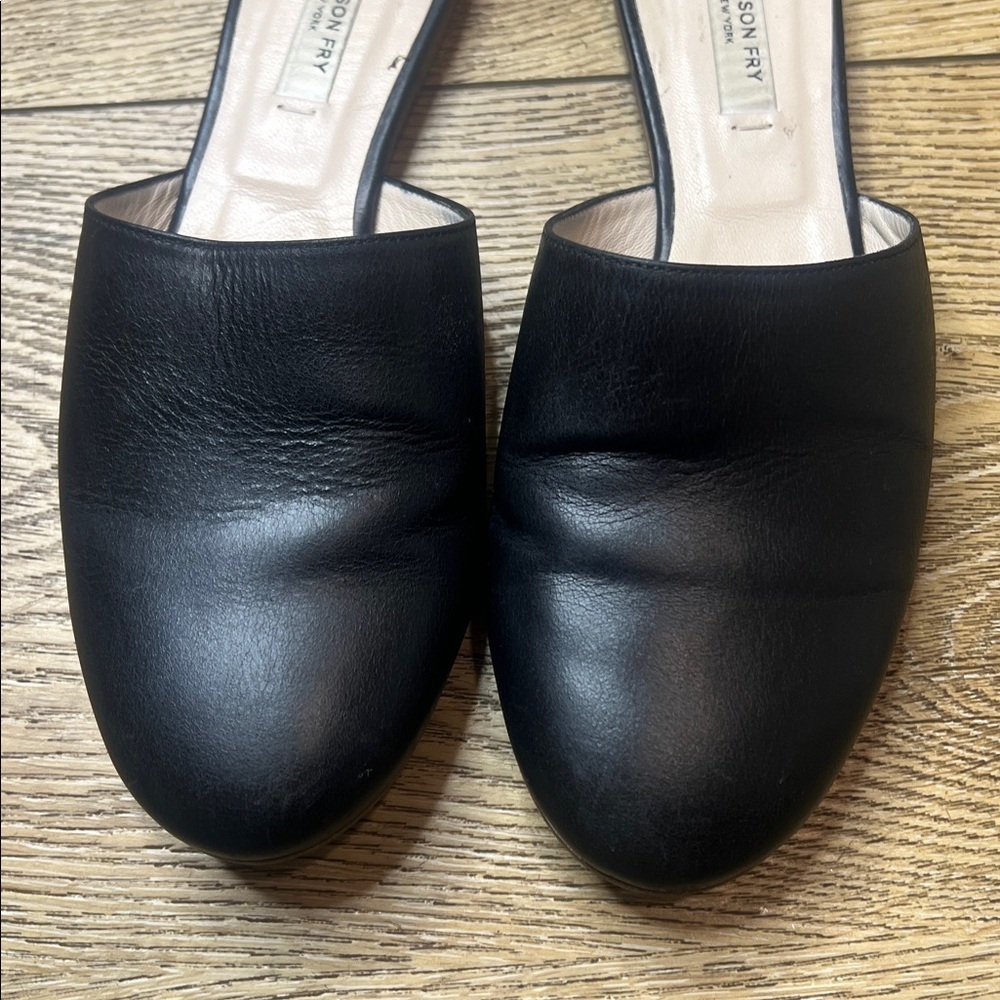 Emerson Fry Black Leather Slides Size 6 - Picture 5 of 10